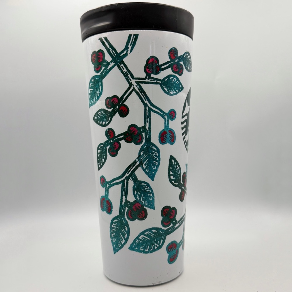Starbucks 2016 holiday insulated stainless steel tumbler White Holly Berry 16 oz - Picture 4 of 8